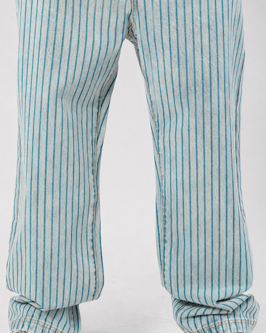 PINSTRIPE JEANS - Teal Washed