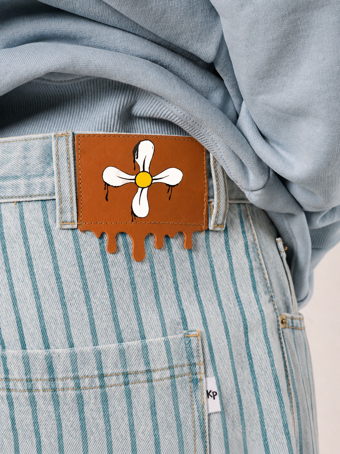 PINSTRIPE JEANS - Teal Washed